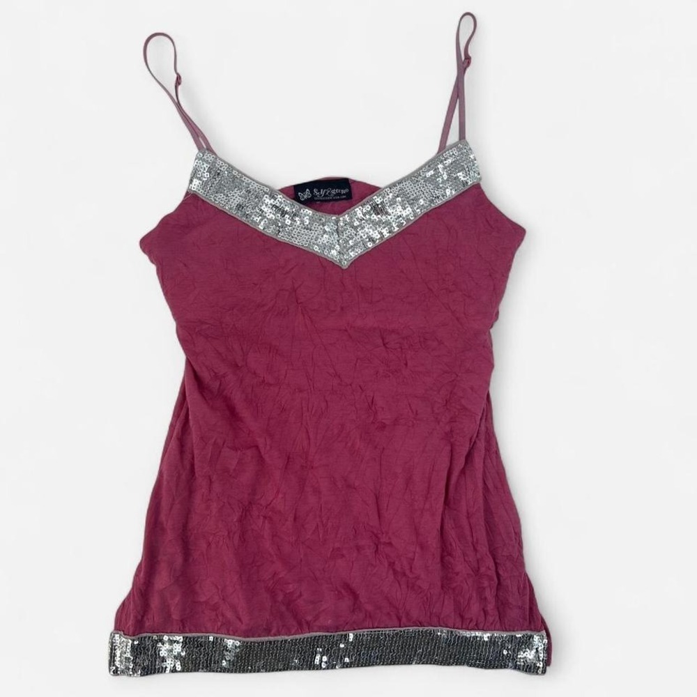 Y2K Hot Pink Cami With Sequin Trim